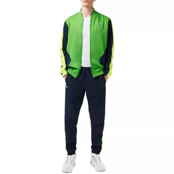 Kompletny męski dres Lacoste Sport spodnie + kurtka zielono-granatowy r. XS