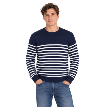 Sweter męski HOPENLIFE w paski granatowe r. S