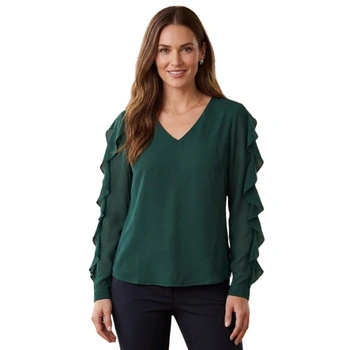 Bluzka damska Calvin Klein z falbanką zielona r. XS