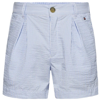 Spodenki dziewczęce Tommy Hilfiger Logo Embroidered w paski niebieskie