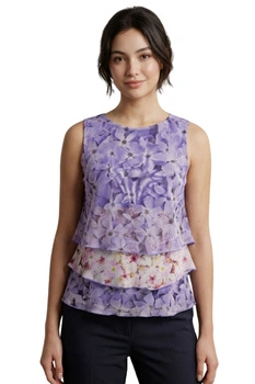 Bluzka damska Desigual Olesa warstwowa fioletowa w kwiaty