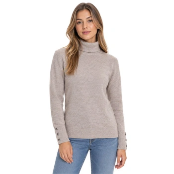 Sweter damski Royal Cashmere beżowy golf z kaszmirem i jedwabiem r. 2XL