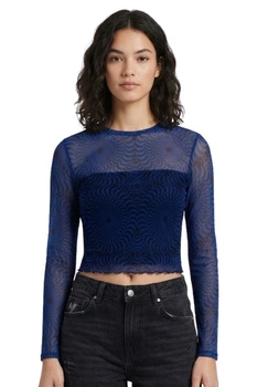 Bluzka damska Desigual Conolly siateczka dopasowana niebieska