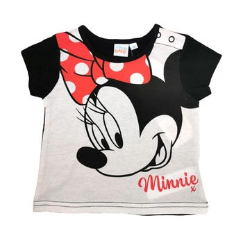 Koszulka dziewczęca Disney Minnie Mouse bawełniana biało czarna r. 68