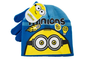 Komplet czapka rękawiczki Minions The Rise Of Gru dla chłopca zimowy niebieski