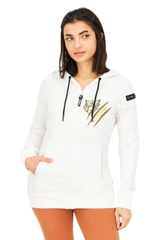 Bluza damska Plein Sport Zipped biała rozsuwana z kapturem