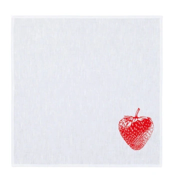 Serwetka Frohstoff Dalila lniano-bawełniana biała z truskawką