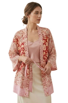 Narzutka damska Zara kimono różowe etniczny wzór r. M