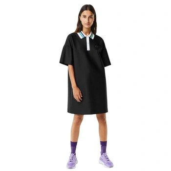 Sukienka damska Lacoste Striped Neck Polo oversize czarna r. XS