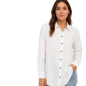 Koszula damska Mine to Five Sheer Structure Blouse biała luźna długa