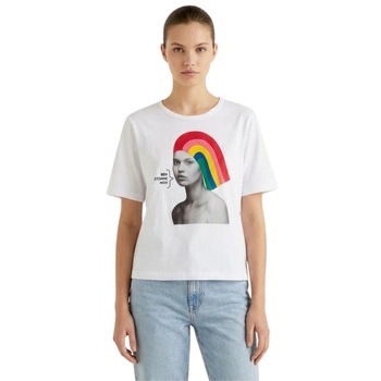 Koszulka damska United Colors of Benetton biała z nadrukiem