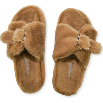 Kapcie damskie Flip Flop FurBuckle ciepłe wygodne klapki karmelowe