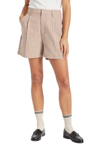 Spodenki damskie Brixton Victory szorty w kratkę brązowe