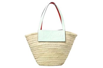 Torebka Christian Louboutin Loubi Shore Medium skórzana słomkowa miętowy