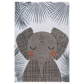 Dywan z krótkim włosiem Junko ze słoniem do pokoju dziecięcego 120 x170 cm