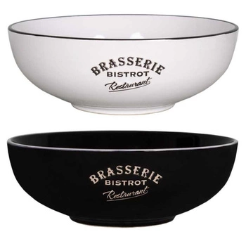 Miska ceramiczna Antic Line salaterka miski czarna biała 2 szt. 25 cm