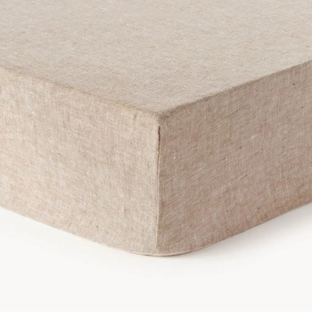 Prześcieradło Westwing Linna lniane beżowe 140x200x15 cm