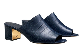 Klapki damskie Tory Burch Martine 55 mm skórzane granatowe r. 36,5