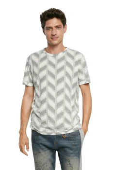 Koszulka męska Desigual Candido szara wzór jodełka