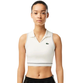 Top sportowy Lacoste Sport dopasowana koszulka bez rękawów biała r. XS