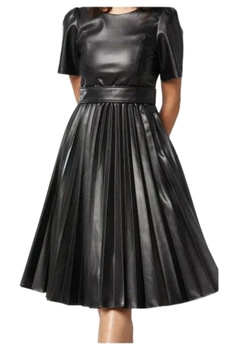 Sukienka damska Sinequanone czarna z eko skóry plisowana