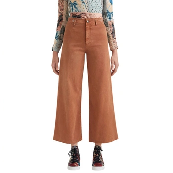 Spodnie damskie Desigual Noak brązowe szerokie