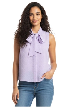 Bluzka damska Calvin Klein fioletowa z kokardą