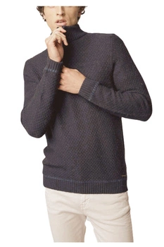 Sweter męski Gas Gian/s klasyczny półgolf rozuwany szary wełniany