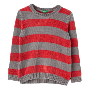 Sweter dziecięcy Benetton klasyczny miękki w paski czerwone
