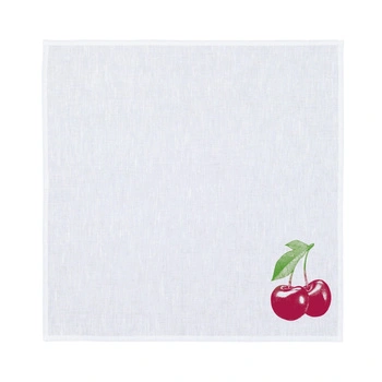 Serwetka Frohstoff Dalila lniano-bawełniana biała z wiśnią