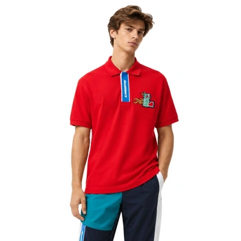 Koszulka męska Lacoste polo z kontrastowym zapieciem czerwona r. XS