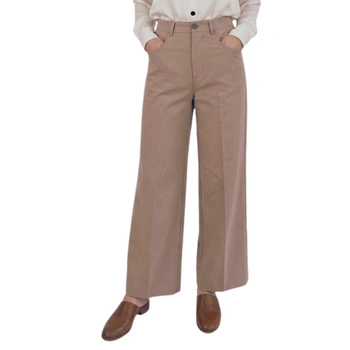 Spodnie damskie Zara beżowe eleganckie w kant z wysokim stanem