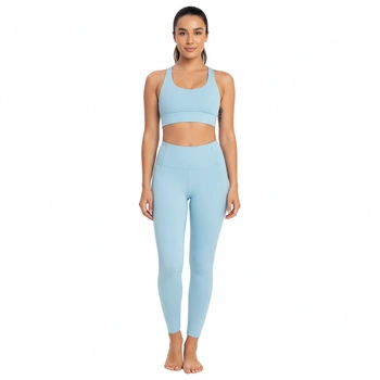Legginsy damskie Girlfriend Collective Compressive niebieskie sportowe