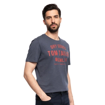 Koszulka męska Tom Tailor Fine niebieska z logotypem