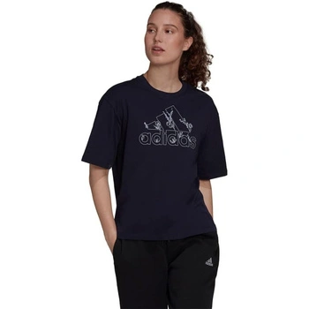 Koszulka damska Adidas Soft Floral bawełniana granatowa t-shirt