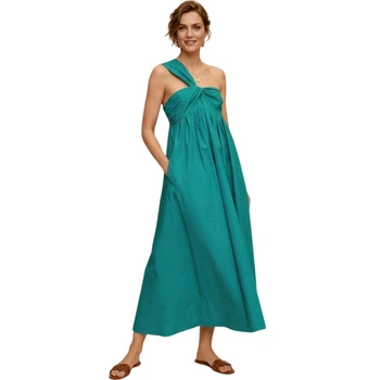 Sukienka damska Mango Green Solid One-Shoulder rozkloszowana maxi