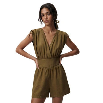 Kombinezon damski Zara lniany khaki na lato r. XS
