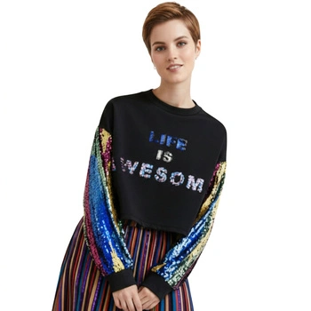 Bluza damska Desigual Xmas Party czarna z cekinami