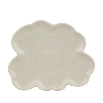 Talerz deserowy Marimekko Unikko ceramiczny kwiat maku biały 19 cm