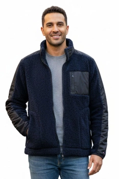 Bluza męska Tommy Hilfiger sherpa granatowa pluszowa