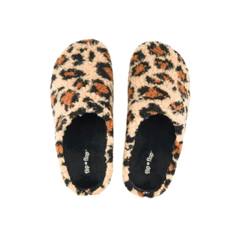 Kapcie damskie Flip  Flop Mindy ciepłe wygodne Sherpa w cętki