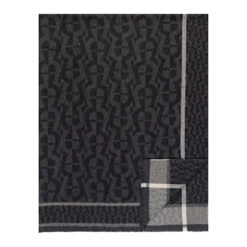 Koc wełniany Aigner Lana grafitowy logo 155x200 cm