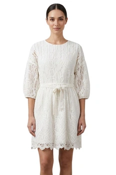 Sukienka damska Desigual x Johnson Hartig  Aster koronkowa biała