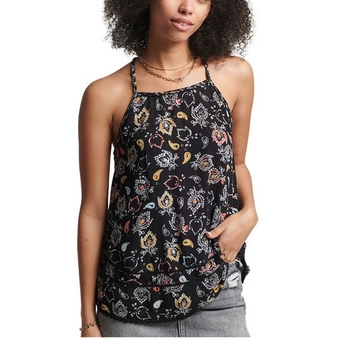 Bluzka damska SuperDry Vintage Beach Cami Top czarna na ramiączkach