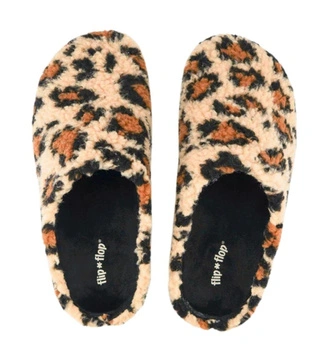 Kapcie damskie Flip  Flop Mindy ciepłe wygodne Sherpa w cętki