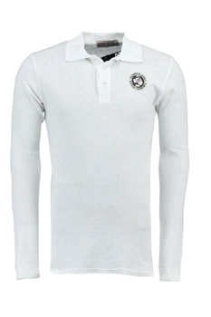 Koszulka chłopięca polo Geographical Norway Kacolino z długim rękawem biała