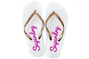 Klapki damskie Superdry Super Sleek na basen złote