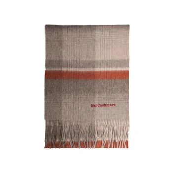 Szalik damski Bel Cashmere kaszmirowy szary z frędzlami