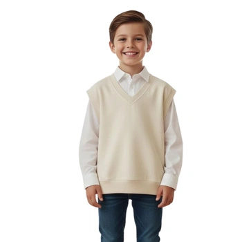 Kamizelka chłopięca Zara Kids bezrękawnik bawełniany beżowy