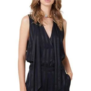 Czarna elegancka bluzka damska z ozdobnym szalem Silvian Heach